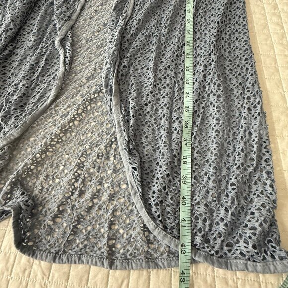 Light Blue Open Knit Cardigan Duster Made In Italy 100% Cotton Womens One Size - Picture 7 of 9